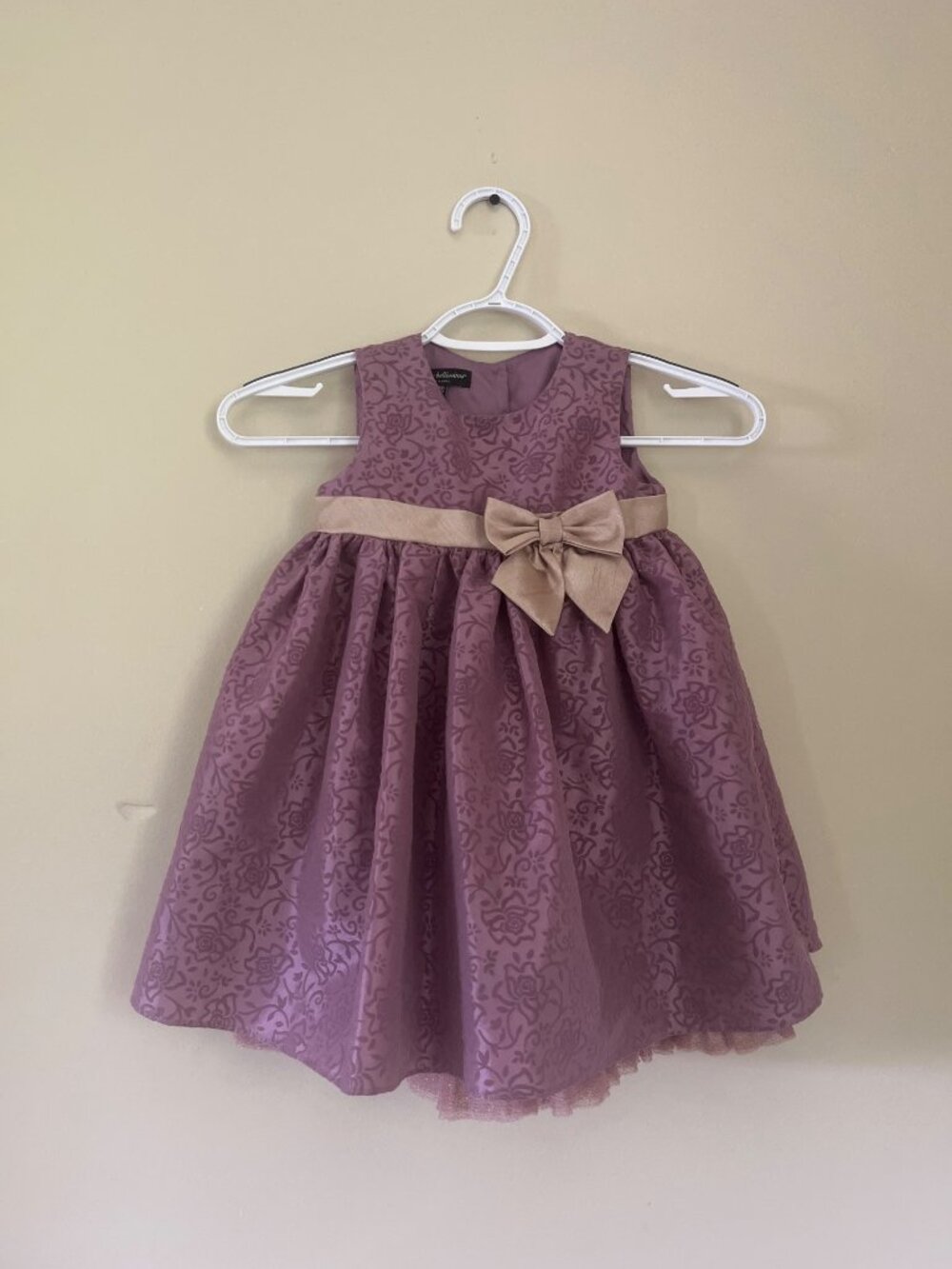Wendy Bellissimo Girl Infant 24 Month Purple Flocked Floral Dress Special Occasi